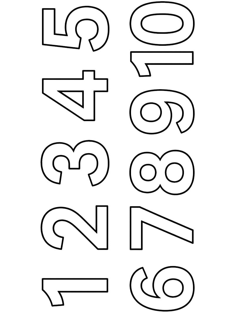 Numbers 1 to 10 Coloring page