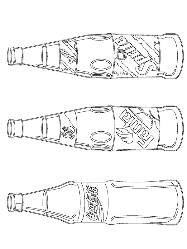 Coca Cola and Sprite bottles Coloring page