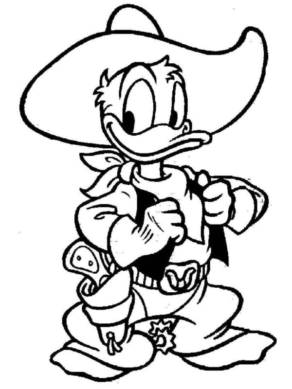 Cowboy Donald Duck Coloring page