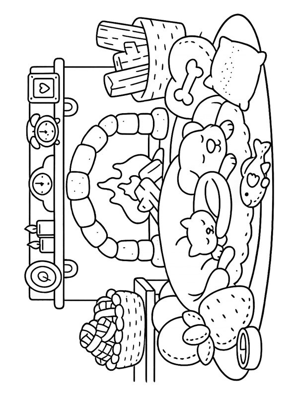 Cozy by the fireplace Coloring page