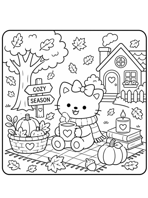 Cozy autumn Coloring page