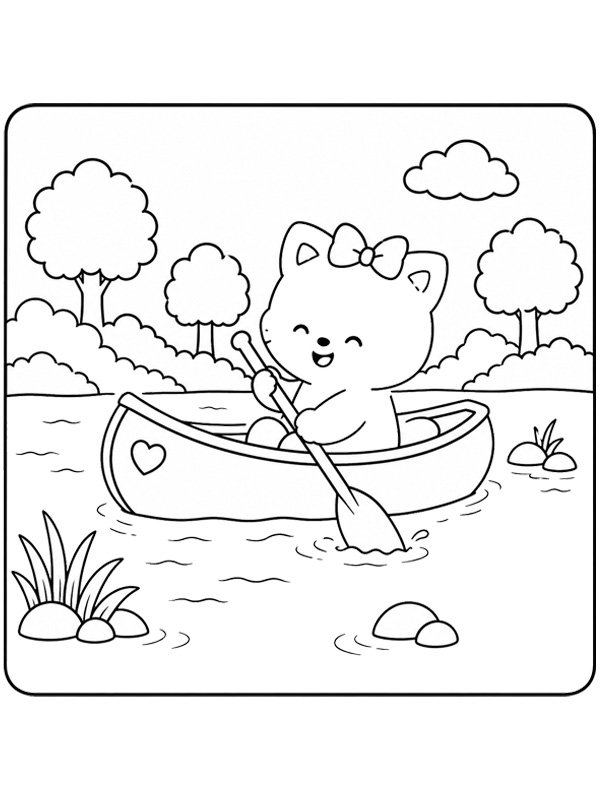 Cozy in a canoe Coloring page