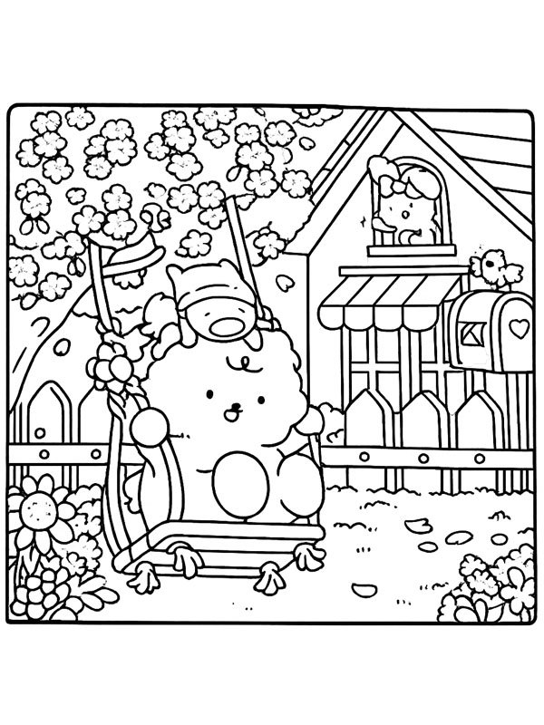 Cozy swinging Coloring page