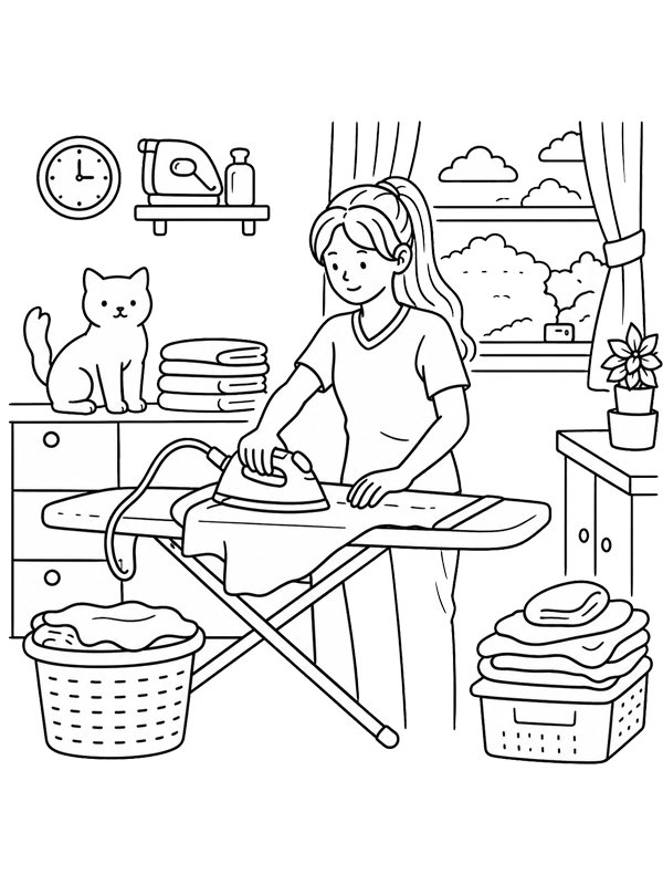 Cozy ironing Coloring page