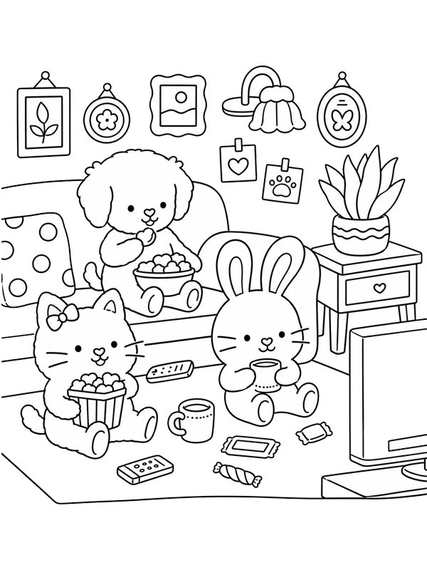 Cozy watching TV Coloring page