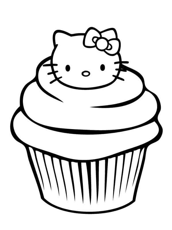 Cupcake Hello Kitty Coloring page Cupcake Hello Kitty Coloring page