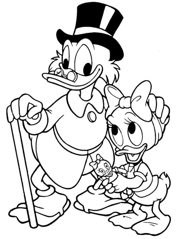 Scrooge McDuck and Webby Vanderquack Coloring page Scrooge McDuck and Webby Vanderquack Coloring page