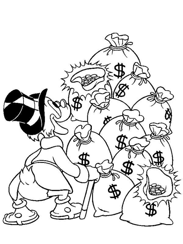 Scrooge McDuck and his money Coloring page Scrooge McDuck and his money Coloring page