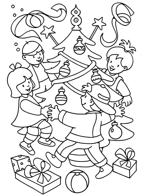 Dancing around the Christmas tree Coloring page Dancing around the Christmas tree Coloring page