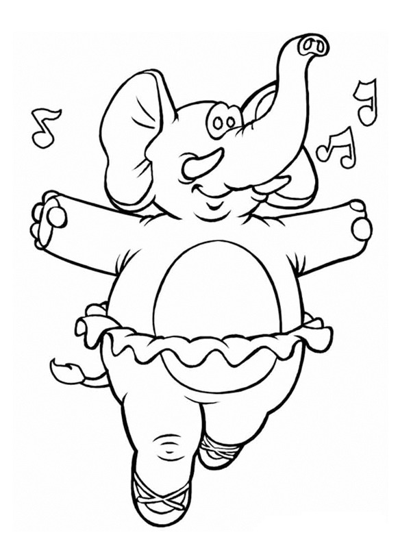 Dancing elephant Coloring page