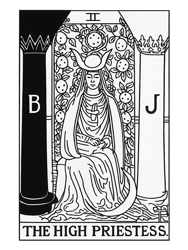 The High Priestess Tarot card Coloring page The High Priestess Tarot card Coloring page
