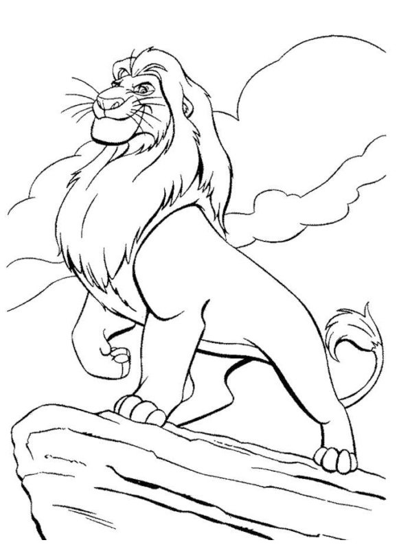 The lion king on the rock Coloring page