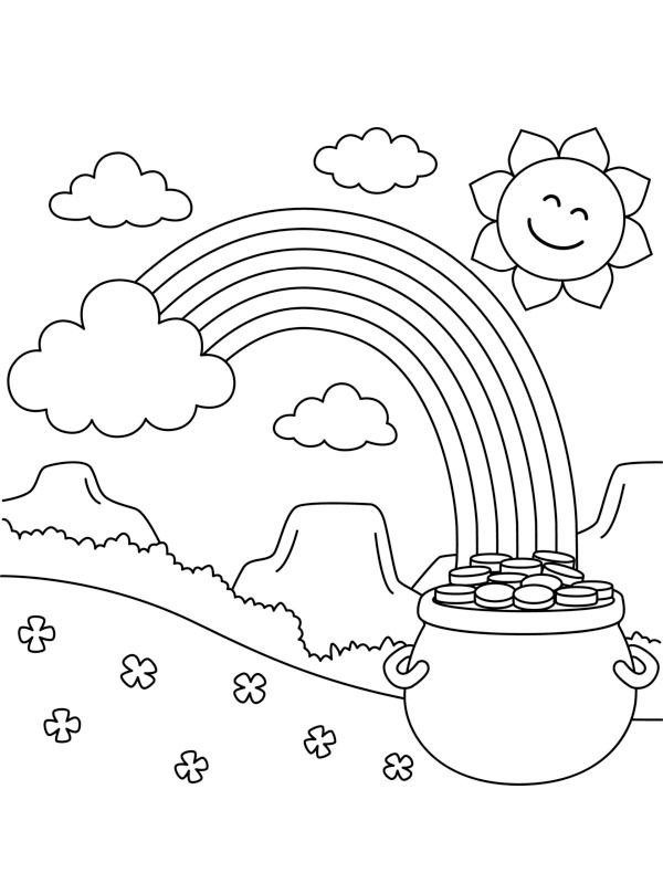 The pot of gold under the rainbow Coloring page The pot of gold under the rainbow Coloring page