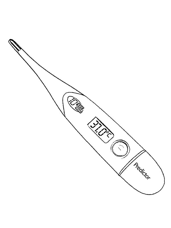 Digital Fever Thermometer Coloring page Digital Fever Thermometer Coloring page