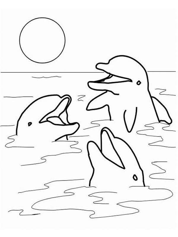 Dolphines in the ocean Coloring page