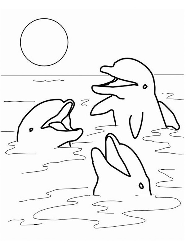 Dolphines in the ocean Coloring page Dolphines in the ocean Coloring page