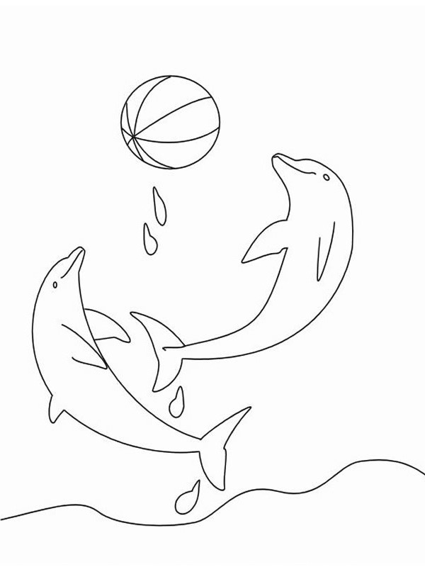 dolphines playing with a ball Coloring page