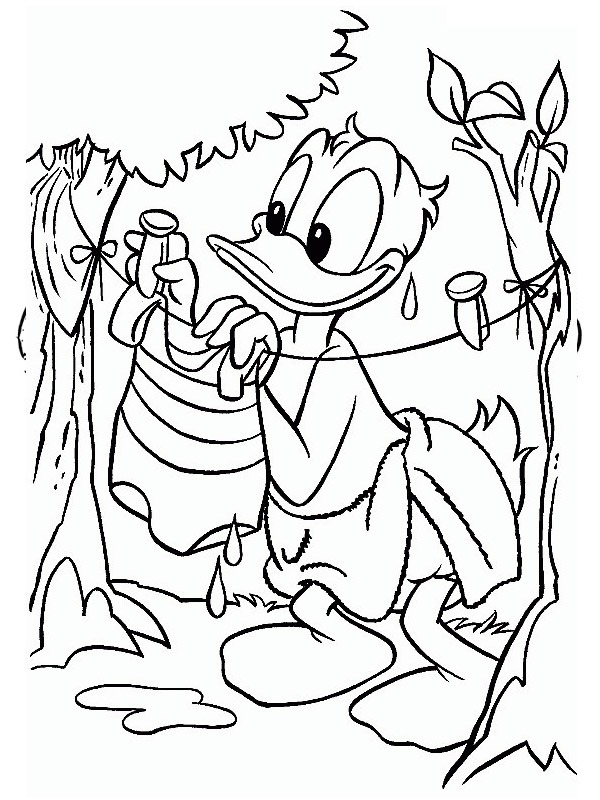 Donald Duck hanging the laundry Coloring page Donald Duck hanging the laundry Coloring page
