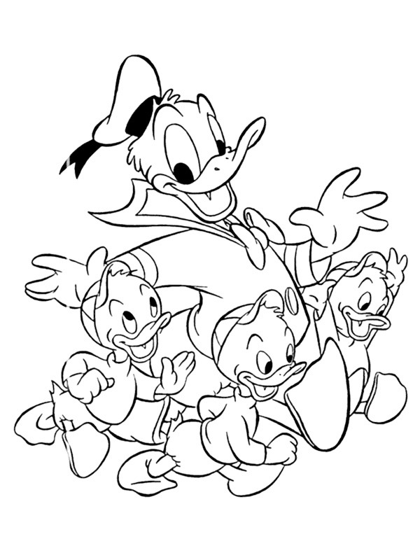 Donald Duck, cousins Coloring page