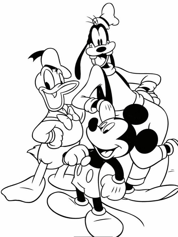 Donald, Goofy and Mickey Coloring page