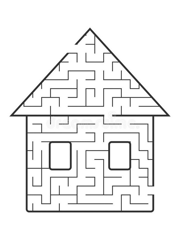 Maze house Coloring page