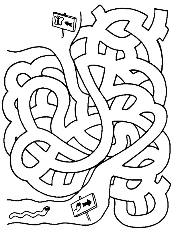 Maze worm Coloring page