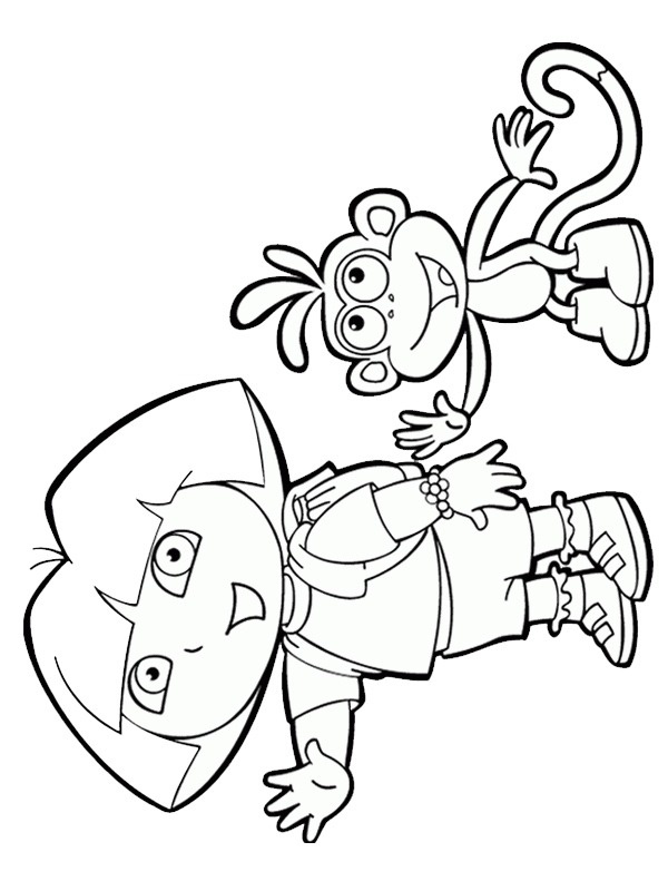 Dora and monkey Coloring page Dora and monkey Coloring page
