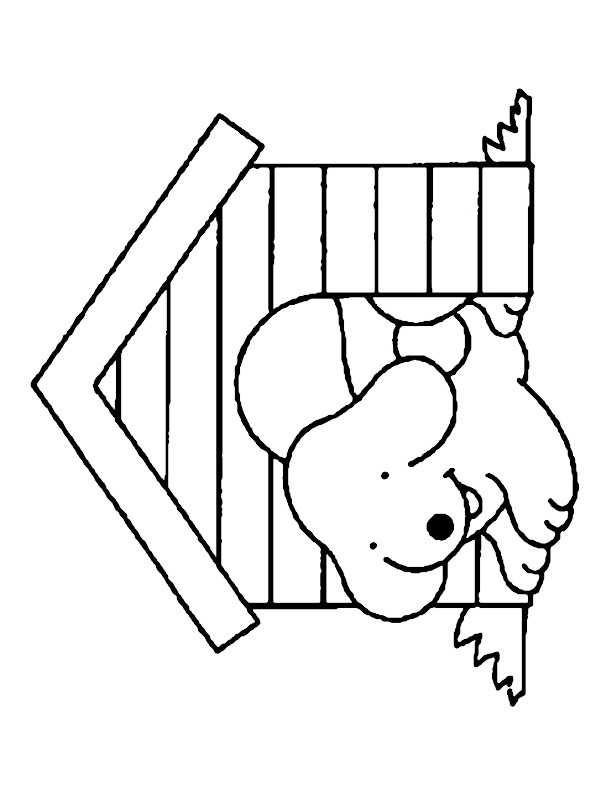 Dog in dog house Coloring page