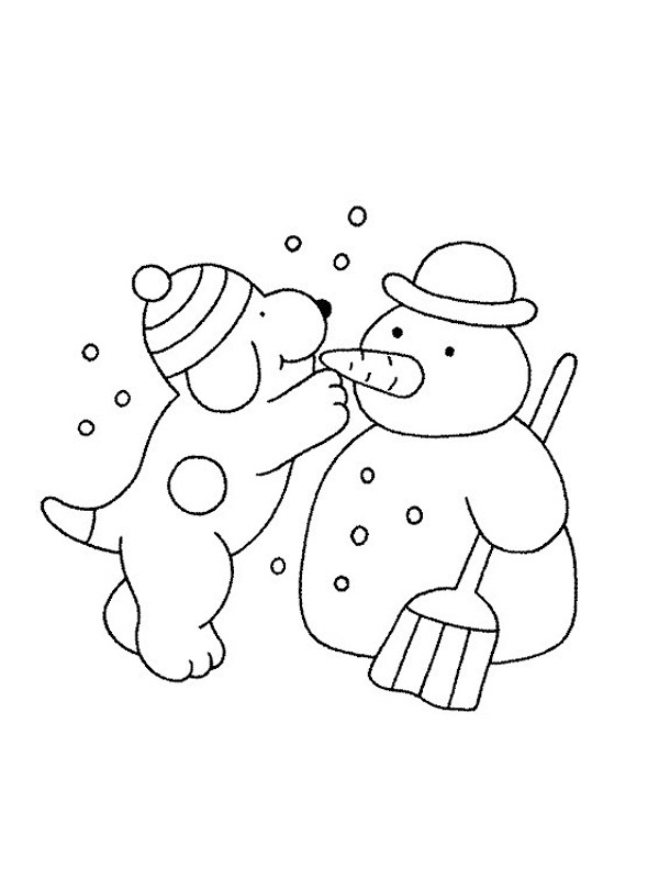 Spot makes a snow man Coloring page Spot makes a snow man Coloring page