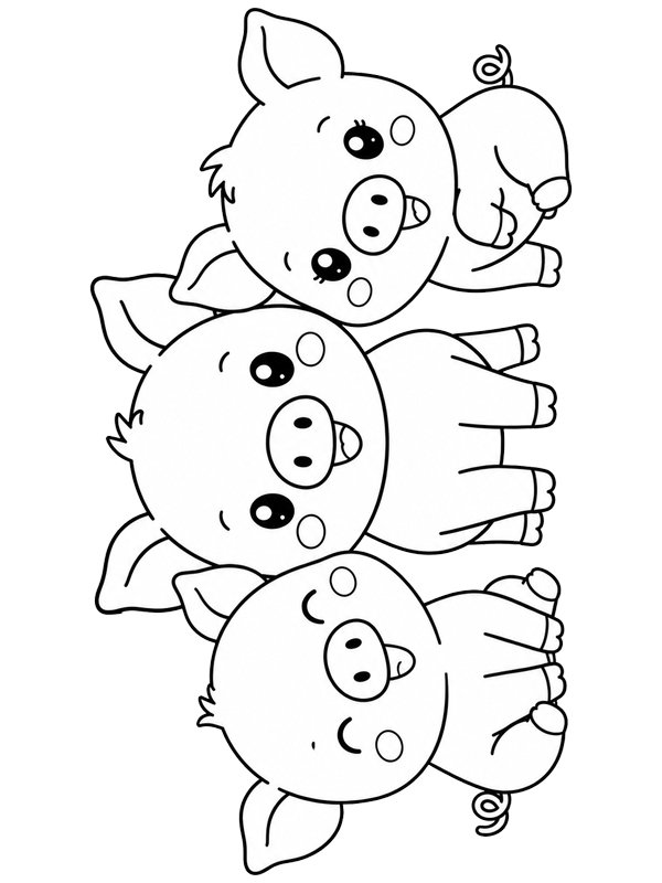 Three cute piglets Coloring page