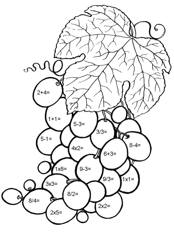 Math with grapes Coloring page Math with grapes Coloring page