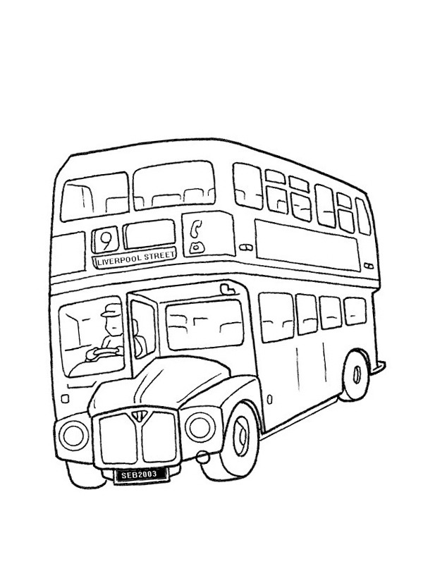 Double english bus Coloring page