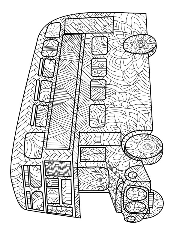 double decker bus for adults Coloring page