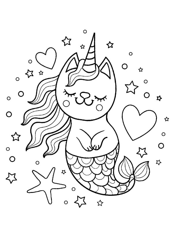 Unicorn cat mermaid Coloring page Unicorn cat mermaid Coloring page