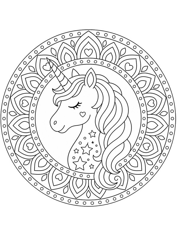 Unicorn mandala Coloring page
