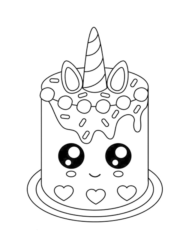 Unicorn cake Coloring page
