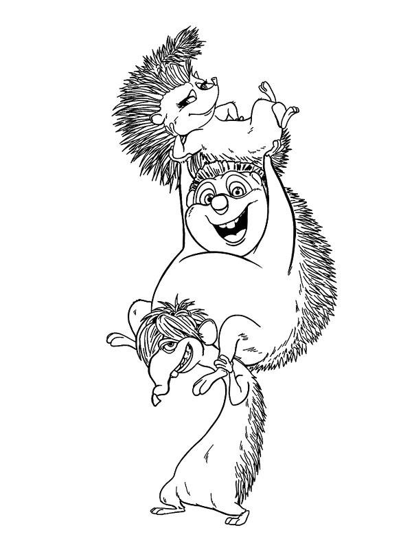 Hedgehogs Una, Dos and Cuatro Coloring page Hedgehogs Una, Dos and Cuatro Coloring page