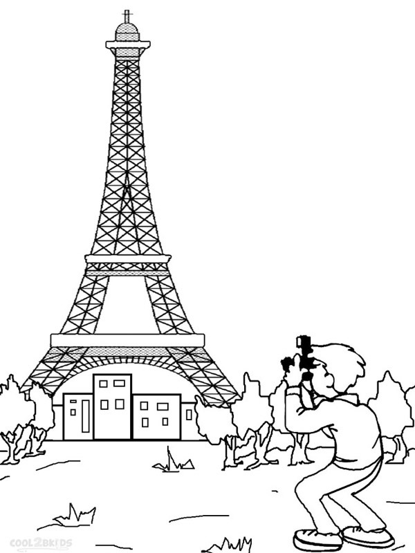taking picture of Eiffeltower Coloring page