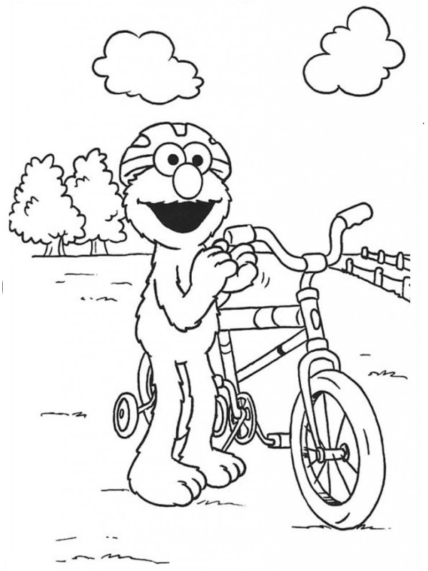 Elmo on the bike Coloring page
