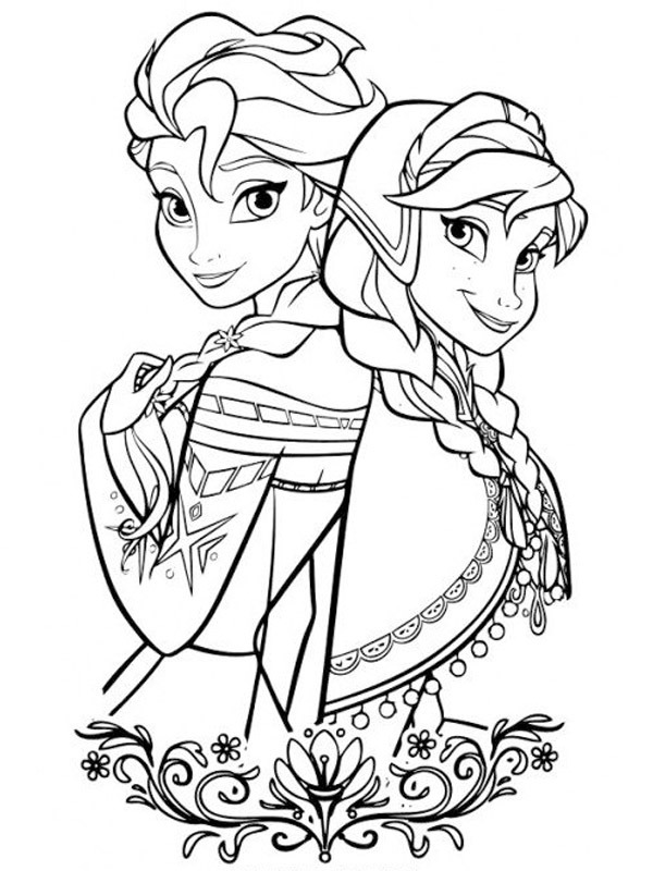 elsa and anna Coloring page