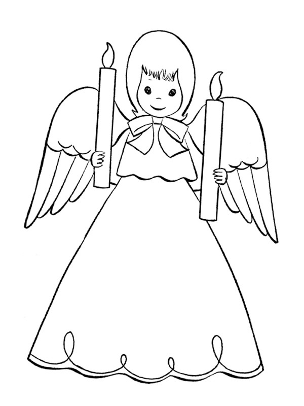Angel with candles Coloring page Angel with candles Coloring page