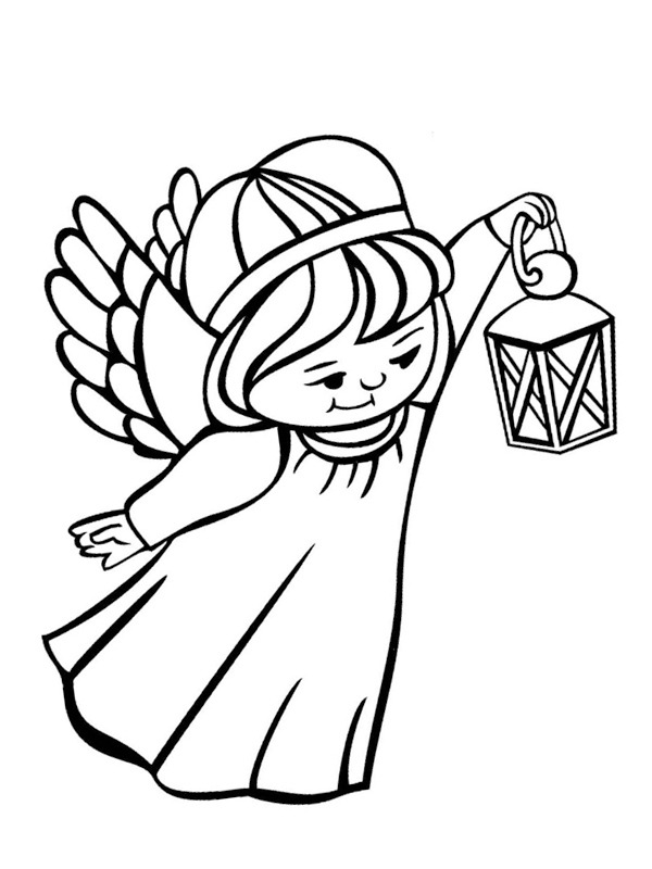 Angel with lantarn Coloring page