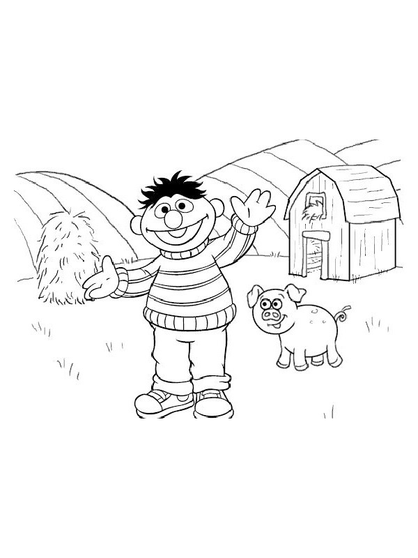 Ernie on the farm Coloring page