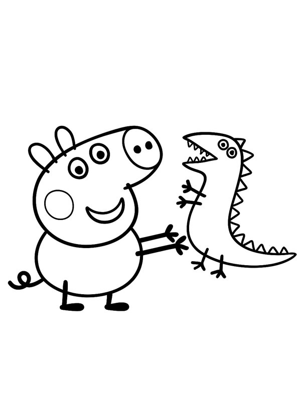 Mr. Dinosaur and George Pig Coloring page Mr. Dinosaur and George Pig Coloring page