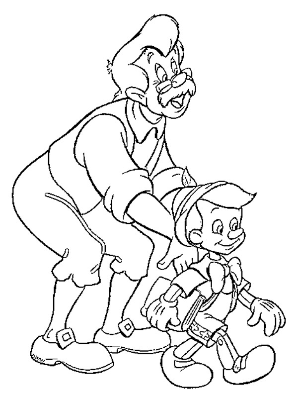Pinocchio and Geppetto Coloring page