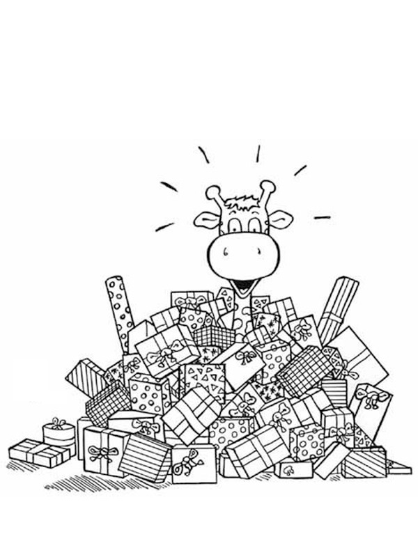 Giraffe with presents Coloring page Giraffe with presents Coloring page