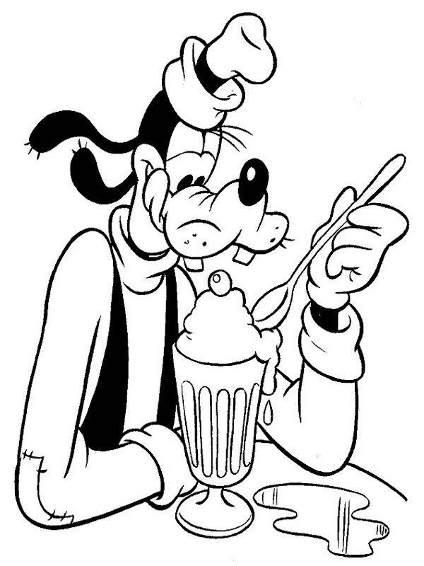 Goofy eat ice cream Coloring page