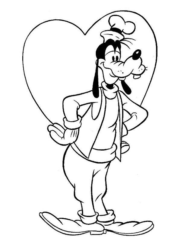 Goofy is in love Coloring page