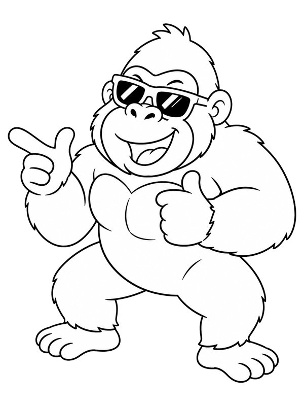 Gorilla with sunglasses Coloring page