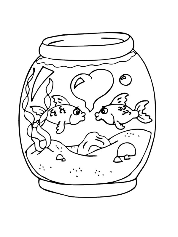 Goldfish in a bowl Coloring page